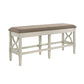 Marie 55 Inch Counter Height Bench Khaki Fabric Upholstered Beige Wood By Casagear Home BM314803