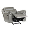 Max 42 Inch Manual Recliner Chair Gray Faux Leather Solid Wood Metal By Casagear Home BM314804