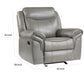 Max 42 Inch Manual Recliner Chair Gray Faux Leather Solid Wood Metal By Casagear Home BM314804