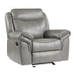 Max 42 Inch Manual Recliner Chair Gray Faux Leather Solid Wood Metal By Casagear Home BM314804