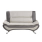 Elle 64 Inch Loveseat Beige Gray Faux Leather Metal Legs Solid Wood By Casagear Home BM314809