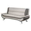 Elle 78 Inch Sofa Beige Gray Faux Leather Metal Legs Solid Wood Frame By Casagear Home BM314811