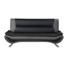 Elle 78 Inch Sofa Black Gray Faux Leather Metal Legs Solid Wood Frame By Casagear Home BM314812