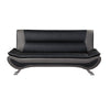 Elle 78 Inch Sofa Black Gray Faux Leather Metal Legs Solid Wood Frame By Casagear Home BM314812