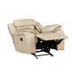 Millie 40 Inch Manual Recliner Chair Beige Faux Leather Solid Wood Metal By Casagear Home BM314815