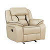 Millie 40 Inch Manual Recliner Chair Beige Faux Leather Solid Wood Metal By Casagear Home BM314815