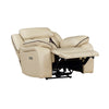 Millie 40 Inch Power Recliner Chair Beige Faux Leather Solid Wood Metal By Casagear Home
