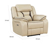 Millie 40 Inch Power Recliner Chair Beige Faux Leather Solid Wood Metal By Casagear Home