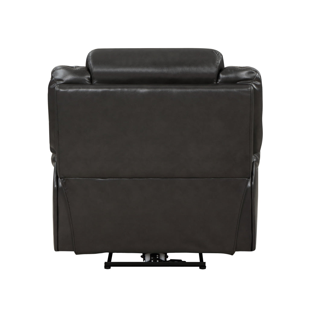 Millie 40 Inch Power Recliner Chair Dark Gray Faux Leather Solid Wood By Casagear Home BM314818