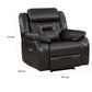 Millie 40 Inch Power Recliner Chair Dark Gray Faux Leather Solid Wood By Casagear Home BM314818