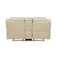 Millie 76 Inch Manual Dual Recliner Loveseat Cupholder Beige Faux Leather By Casagear Home BM314819