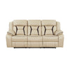 Millie 86 Inch Power Dual Recliner Sofa Cushioned Beige Faux Leather By Casagear Home BM314825