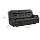 Millie 86 Inch Power Dual Recliner Sofa Cushioned Dark Gray Faux Leather By Casagear Home BM314826