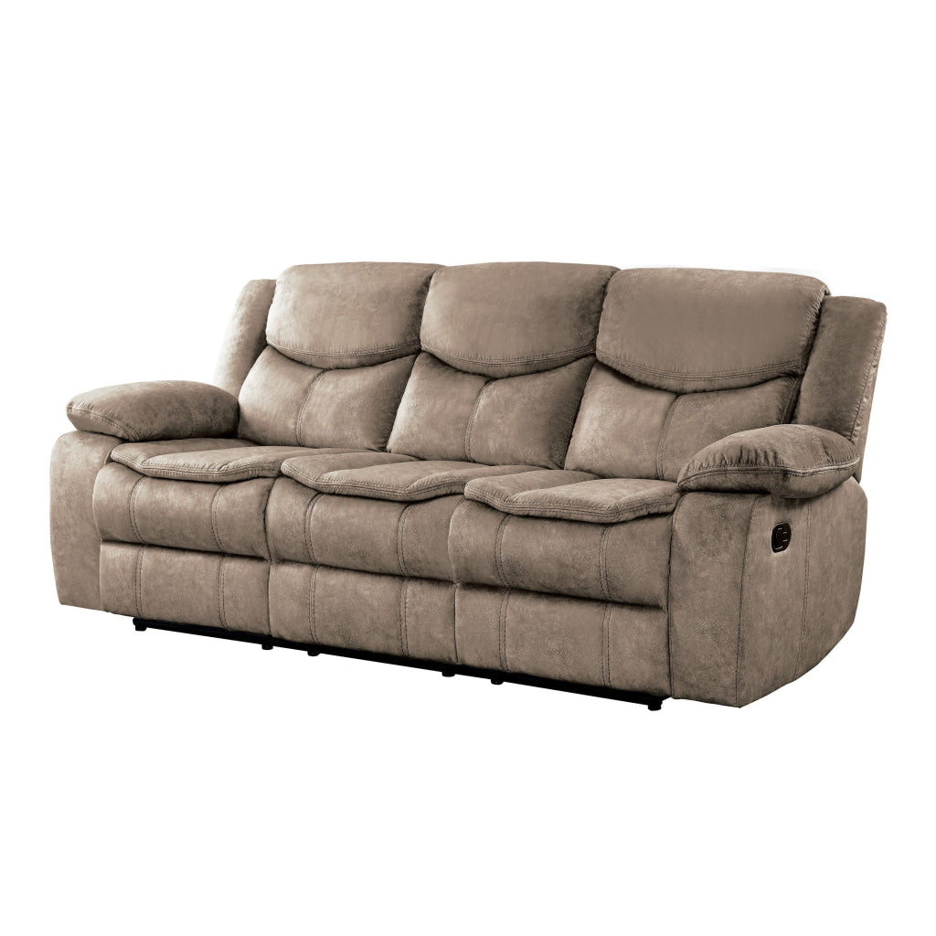 Joe 88 Inch Manual Dual Recliner Sofa Cushioned Plush Brown Microfiber By Casagear Home BM314828