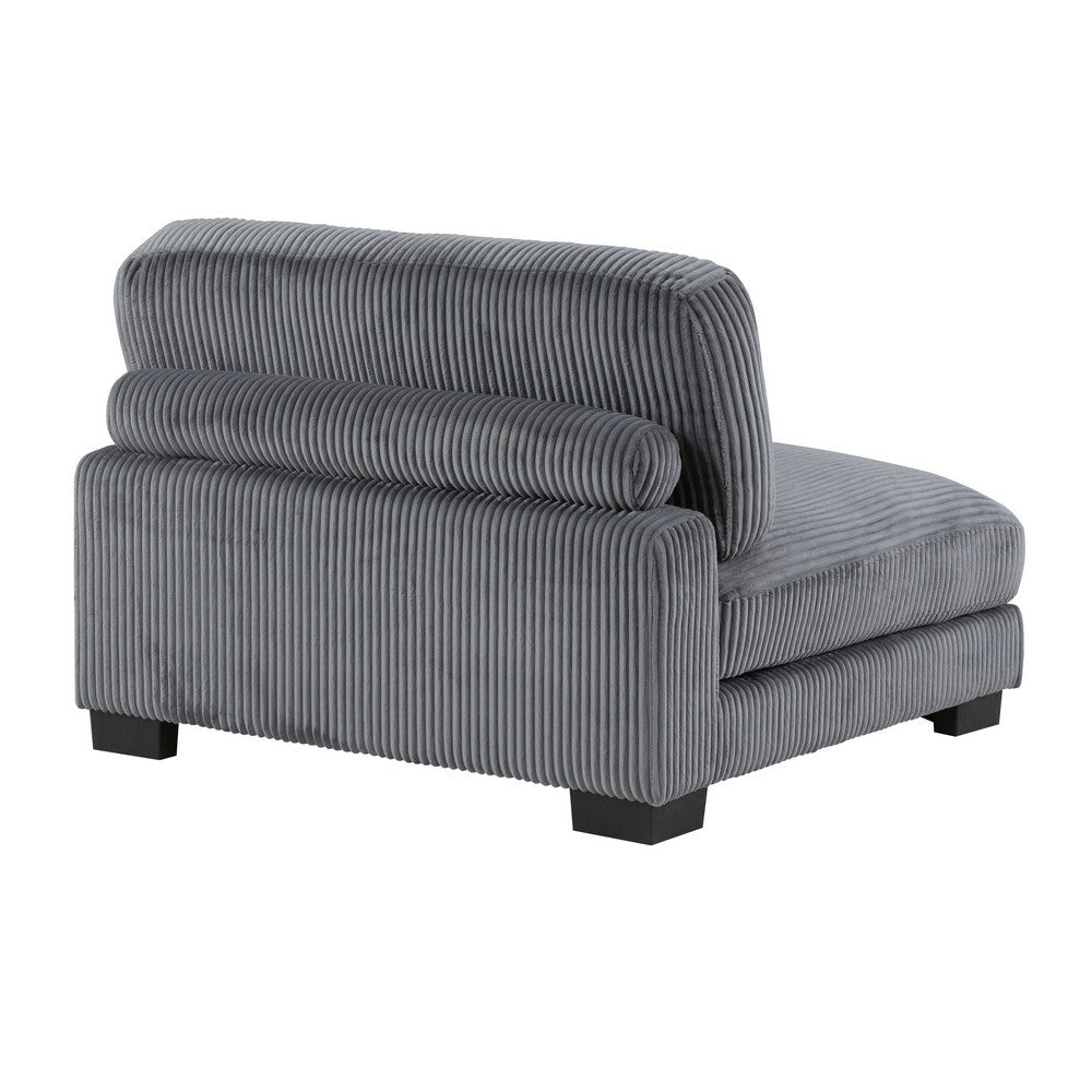 Rix 45 inch Modular Armless Chair Gray Corduroy Fabric Black Wood Legs By Casagear Home BM314831