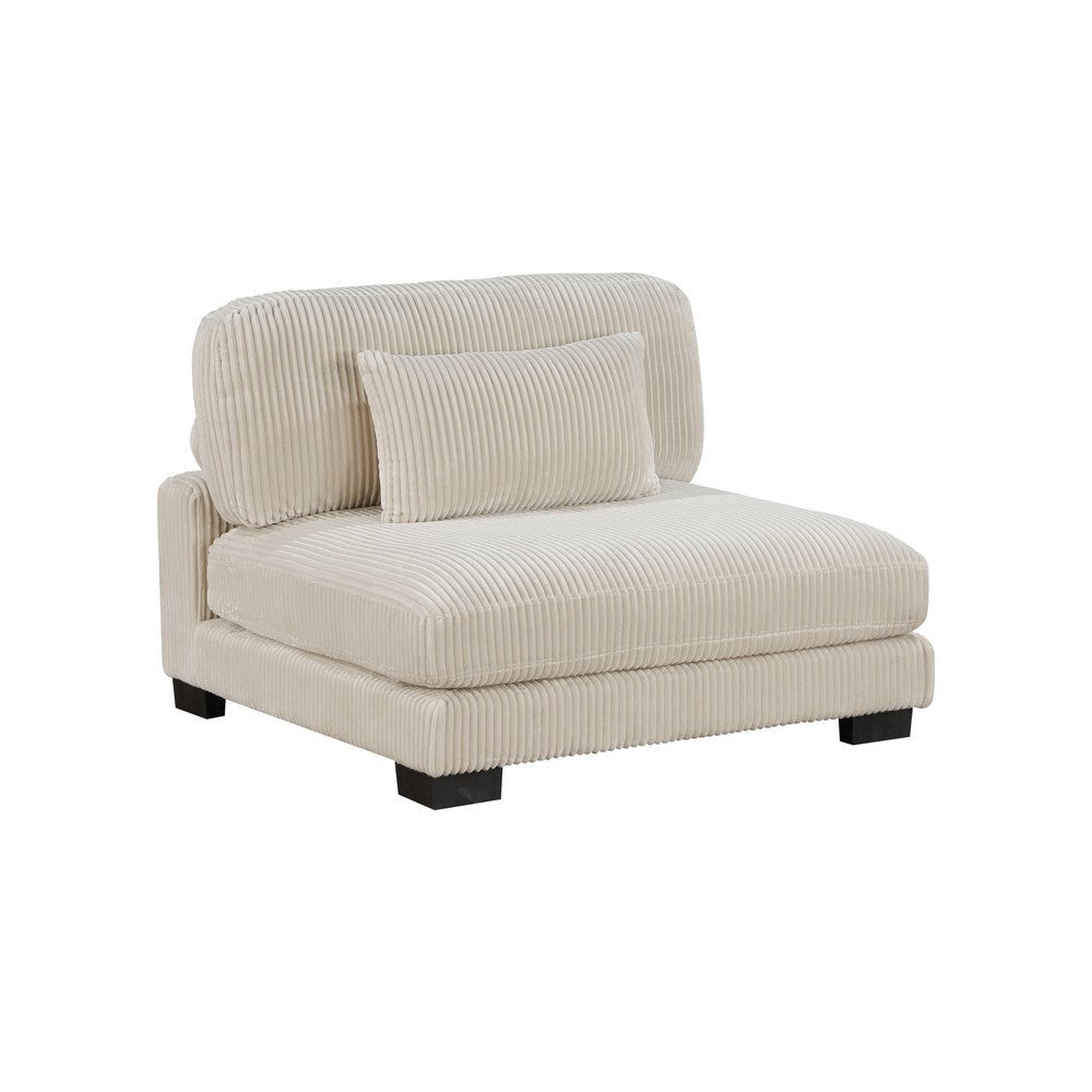 Rix 45 inch Modular Armless Chair Beige Corduroy Fabric Black Wood Legs By Casagear Home BM314832