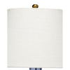 Navi 17 Inch Table Lamp White Linen Drum Shade Blue Glass Curved Body By Casagear Home BM314838