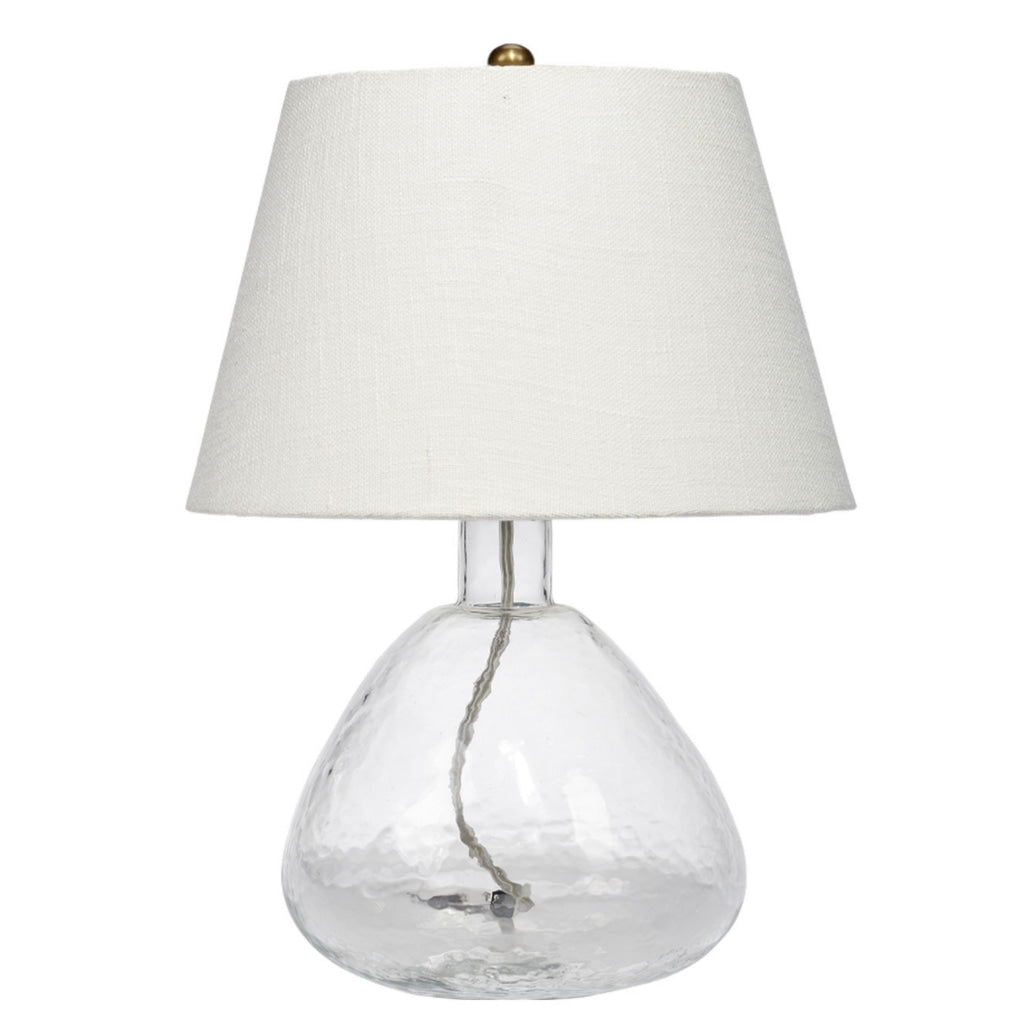 Navi 17 Inch Table Lamp White Linen Drum Shade Clear Glass Curved Body By Casagear Home BM314839