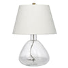 Navi 17 Inch Table Lamp White Linen Drum Shade Clear Glass Curved Body By Casagear Home BM314839