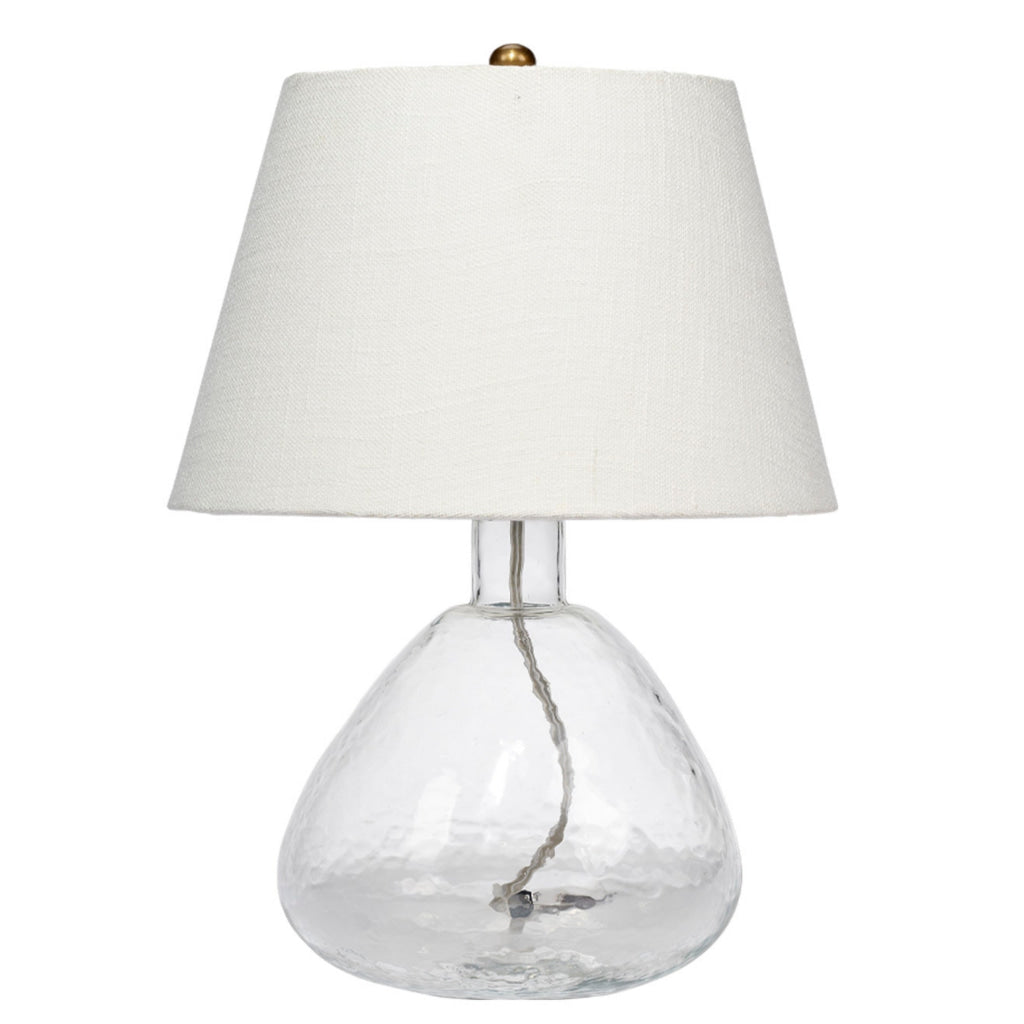 Navi 17 Inch Table Lamp White Linen Drum Shade Clear Glass Curved Body By Casagear Home BM314839