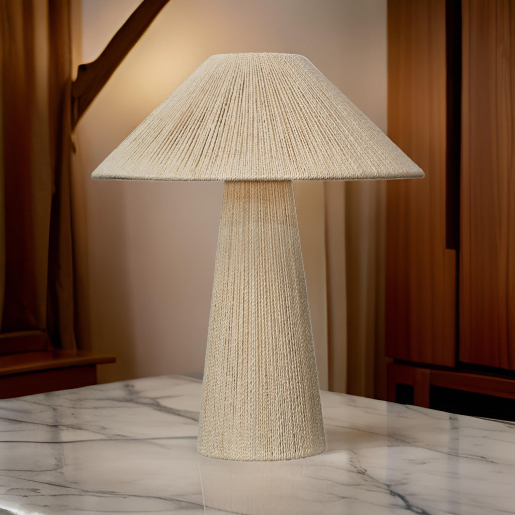 Liya 18 Inch Table Lamp Cone Shade Tapered Base Off White Texture Finish By Casagear Home BM314841