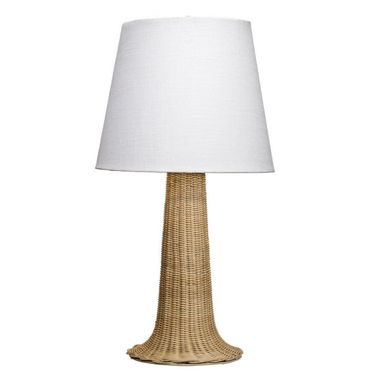 27 Inch Table Lamp, Tree Trunk Base, Tapered Shade, White, Natural Brown  By Casagear Home