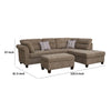 Ari 104 Inch Sectional Sofa with Chaise Ottoman 2 Accent Pillows Brown By Casagear Home BM314845