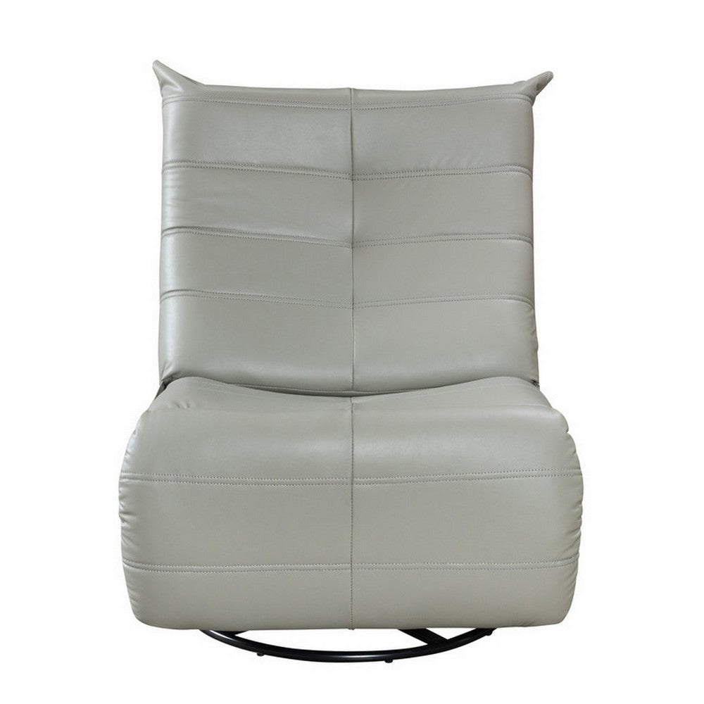 Gea 35 Inch Swivel Recliner Chair Tufted Green Gray Faux Leather Modern By Casagear Home BM314848