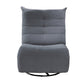 Gea 35 Inch Swivel Recliner Chair, Tufted, Blue Gray Corduroy, Solid Wood By Casagear Home