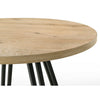Tete 47 Inch Dining Table, Solid Brown Wood Round Top, Black Metal Base By Casagear Home