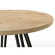 Tete 47 Inch Dining Table, Solid Brown Wood Round Top, Black Metal Base By Casagear Home