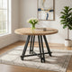 Tete 47 Inch Dining Table, Solid Brown Wood Round Top, Black Metal Base By Casagear Home
