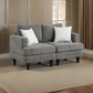 Lae 57 Inch Loveseat with 2 Throw Pillows, Tufted, Gray Chenille Upholstery By Casagear Home