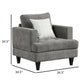 Lae 35 Inch Sofa Chair 1 Throw Pillow Tufted Gray Chenille Upholstery By Casagear Home BM314860