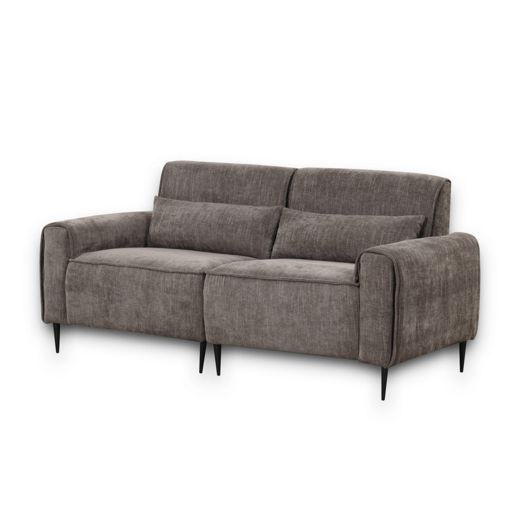 Tiu 74 Inch Sofa with 2 Lumbar Pillows Gray Chenille Metal Solid Wood By Casagear Home BM314863