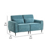 Tiu 62 Inch Loveseat with 2 Lumbar Pillows Blue Chenille Solid Wood By Casagear Home