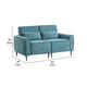 Tiu 62 Inch Loveseat with 2 Lumbar Pillows Blue Chenille Solid Wood By Casagear Home