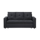 Ian 73 Inch Sleeper Sofa Tufted Seats Soft Black Linen Solid Wood By Casagear Home BM314869