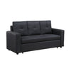 Ian 73 Inch Sleeper Sofa Tufted Seats Soft Black Linen Solid Wood By Casagear Home BM314869