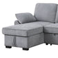 Ken 91 Inch Sectional Sofa Drop Table Storage Chaise Light Gray Chenille By Casagear Home BM314872