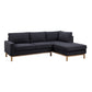 Nia 93 Inch Sectional Sofa with Chaise Black Sherpa Upholstery Solid Wood By Casagear Home BM314874