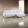 Nia 93 Inch Sectional Sofa with Chaise, White Sherpa Upholstery, Solid Wood By Casagear Home