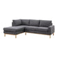 Nia 93 Inch Sectional Sofa with Chaise Gray Sherpa Upholstery Solid Wood By Casagear Home BM314876