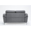 Nel 64 Inch Loveseat with Soft Gray Linen Chrome Metal Legs Solid Wood By Casagear Home BM314878