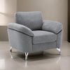 Nel 43 Inch Accent Sofa Chair with Soft Gray Linen Chrome Legs Solid Wood By Casagear Home BM314879