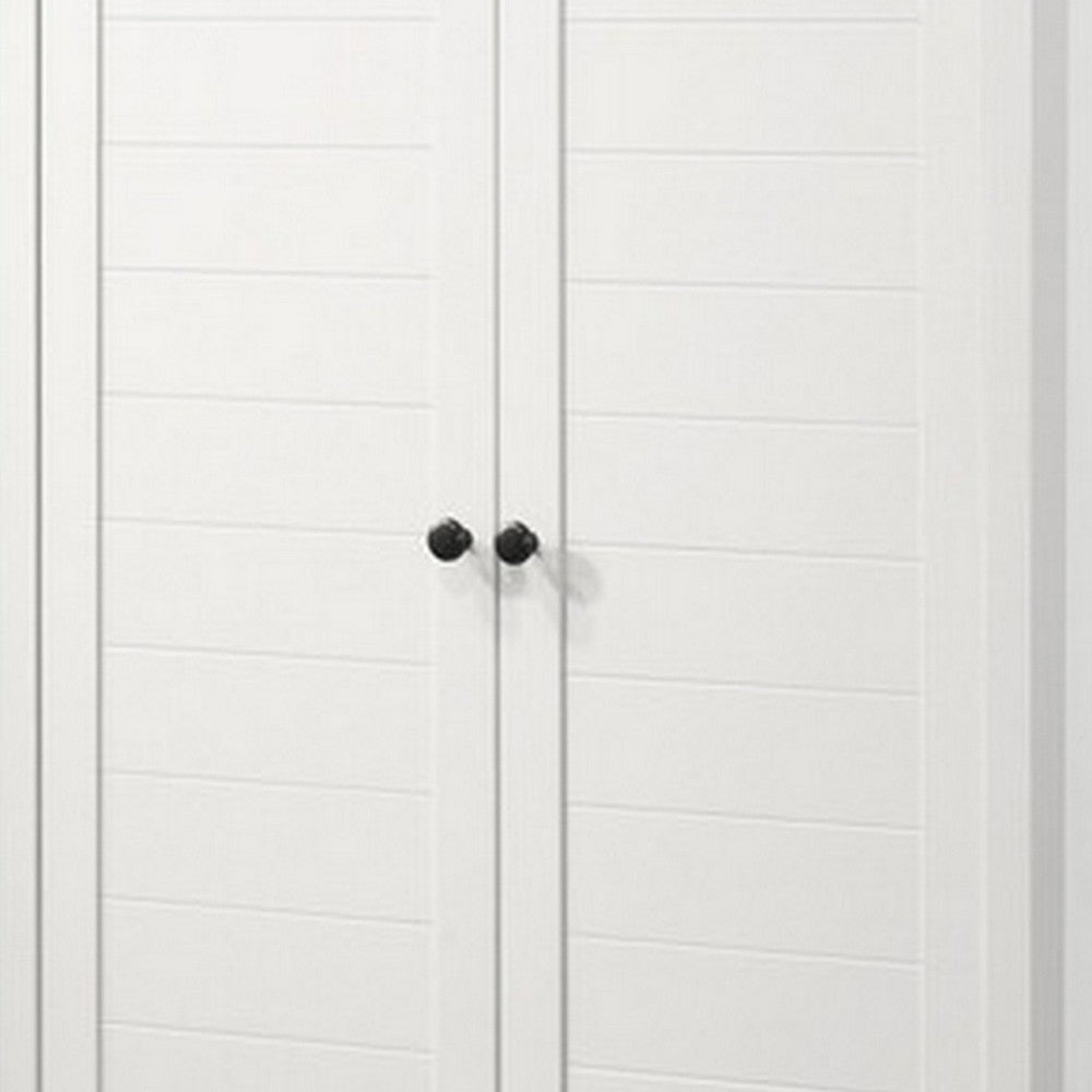 Aie 60 Inch Storage Cabinet Framed Slatted Panel Doors White Brown Wood By Casagear Home BM314887