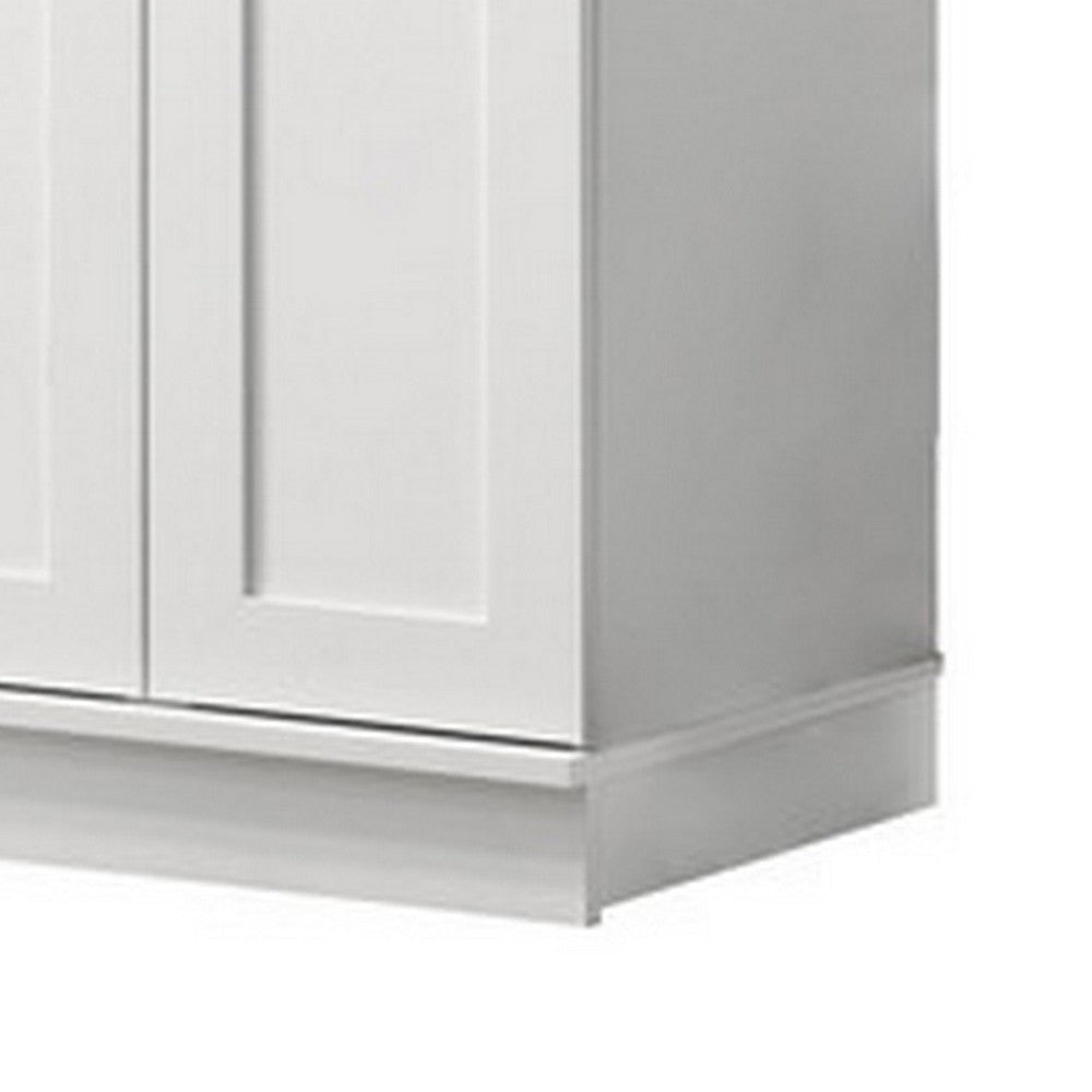 Lyn 71 Inch Storage Cabinet Wardrobe Framed Panel Doors White Engineered Wood BM314888