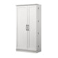 Coe 71 Inch Storage Cabinet Wardrobe with Swing Out Door, White Solid Wood By Casagear Home