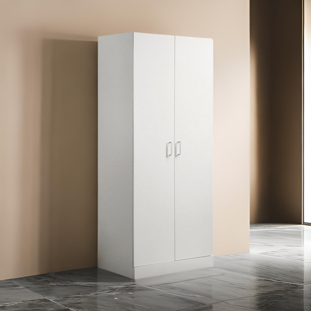 Cae 72 Inch Cabinet Armoire with Shelf Hanging Rod Double Door White By Casagear Home BM314891