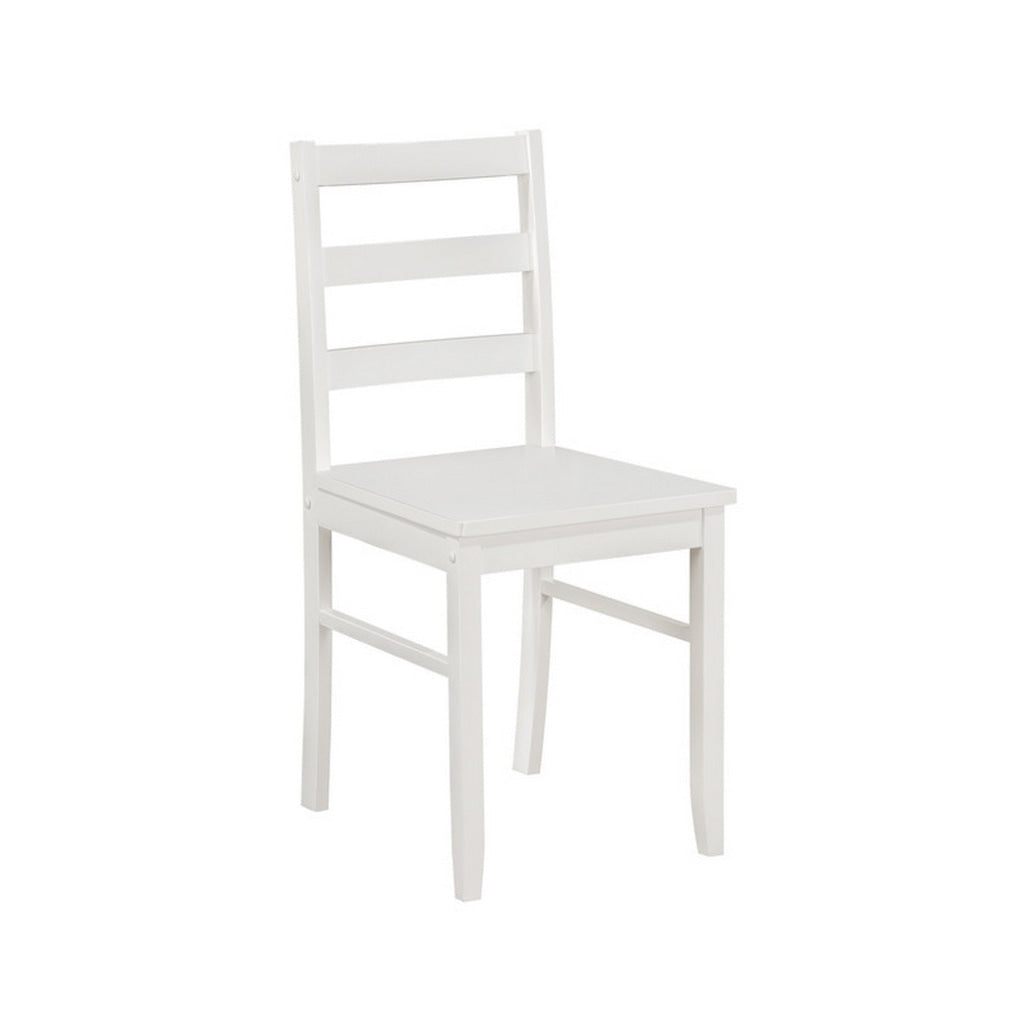 Lav 5 Piece Dining Table and 4 Chair Set Open Backs White Solid Wood By Casagear Home BM314899